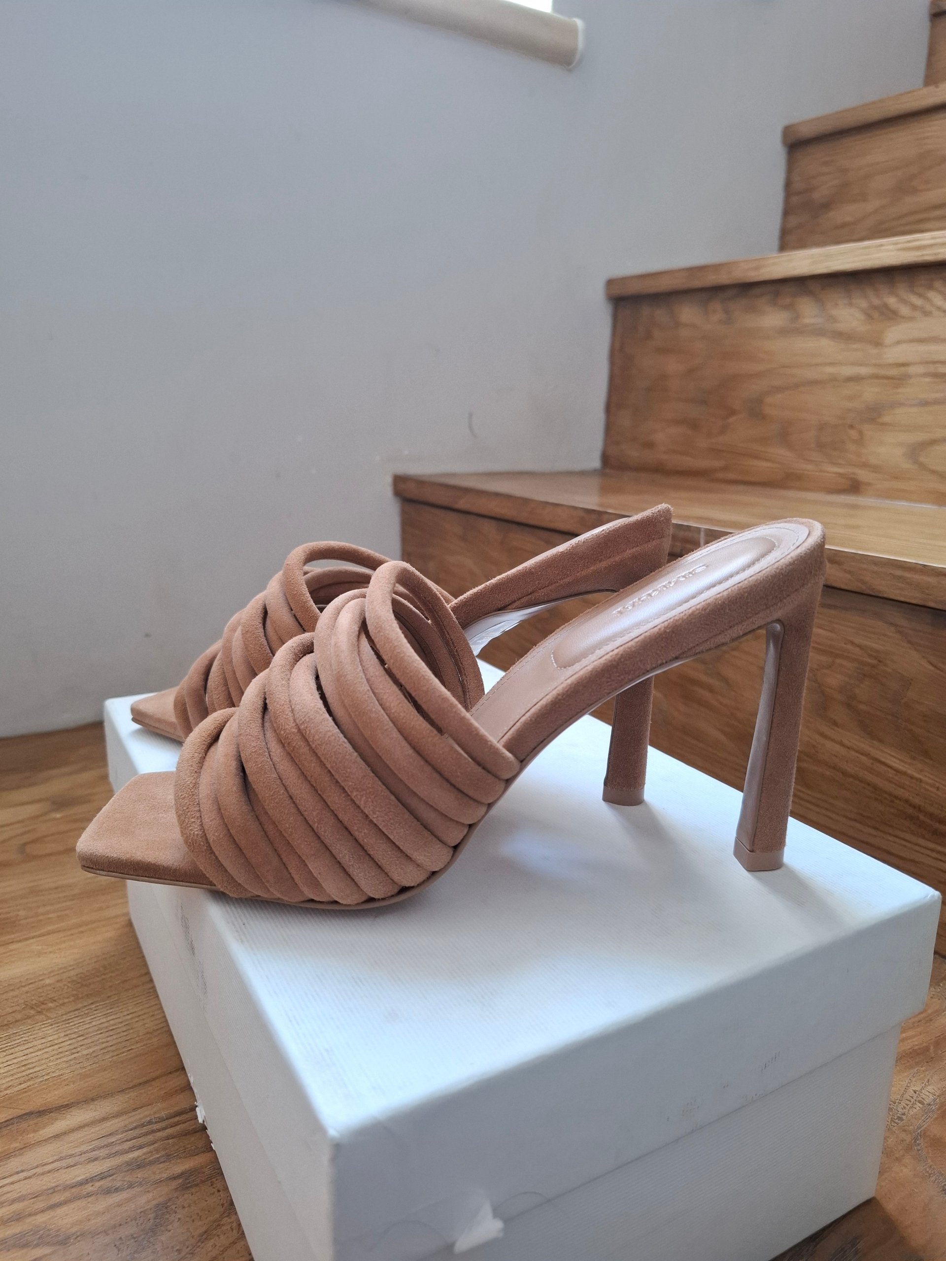 New SIMKHAI Lena Multi Strap Suede Mule Size EU 39 / Toffee image 7