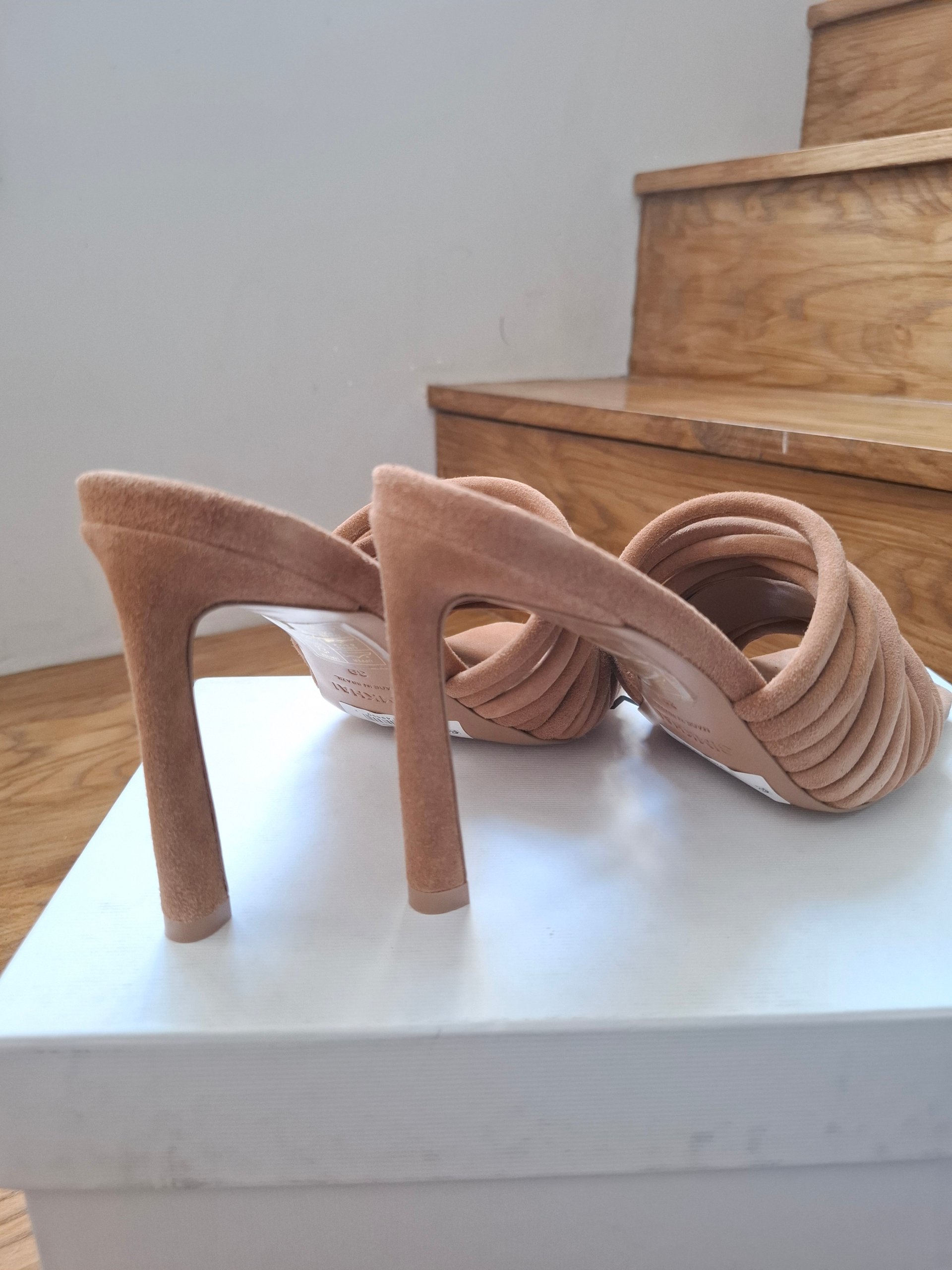New SIMKHAI Lena Multi Strap Suede Mule Size EU 39 / Toffee image 8