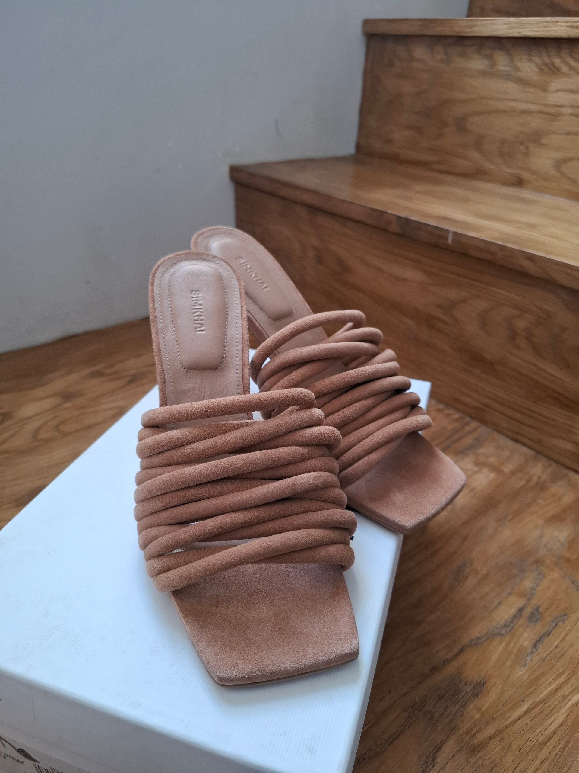 New SIMKHAI Lena Multi Strap Suede Mule Size EU 39 / Toffee image 10