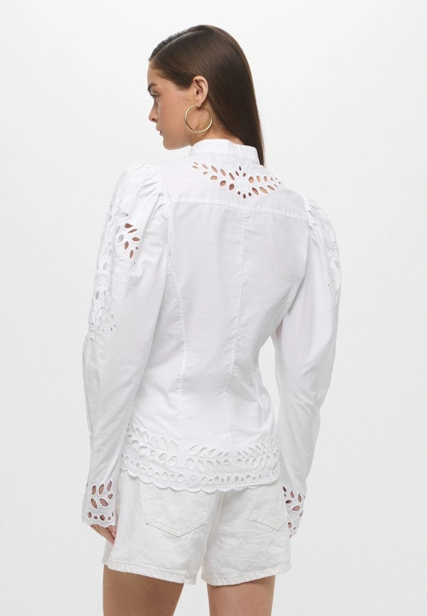 Zara White Cutwork Embroidered Cotton Blouse Small image 5