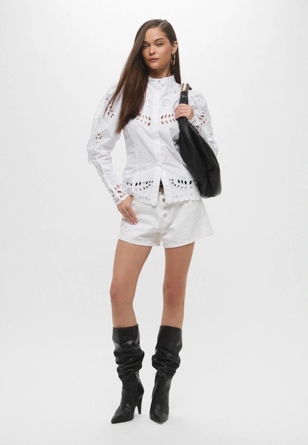 Zara White Cutwork Embroidered Cotton Blouse Small image 3