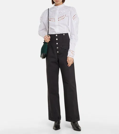 Zara White Cutwork Embroidered Cotton Blouse Small image 7