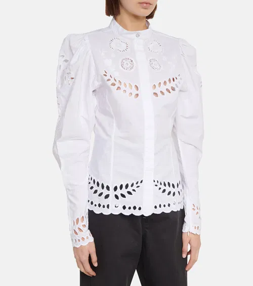Zara White Cutwork Embroidered Cotton Blouse Small image 6
