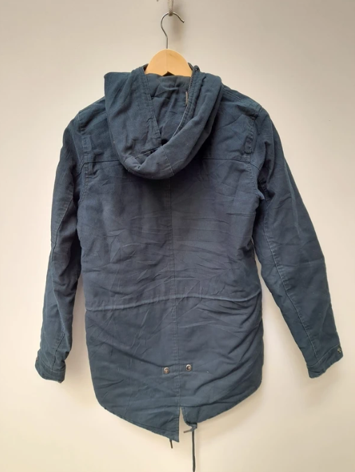 Carhartt Navy Cotton Parka Jacket Large Durable Hooded 19.5" image 4