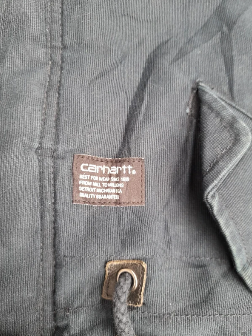 Carhartt Navy Cotton Parka Jacket Large Durable Hooded 19.5" image 5