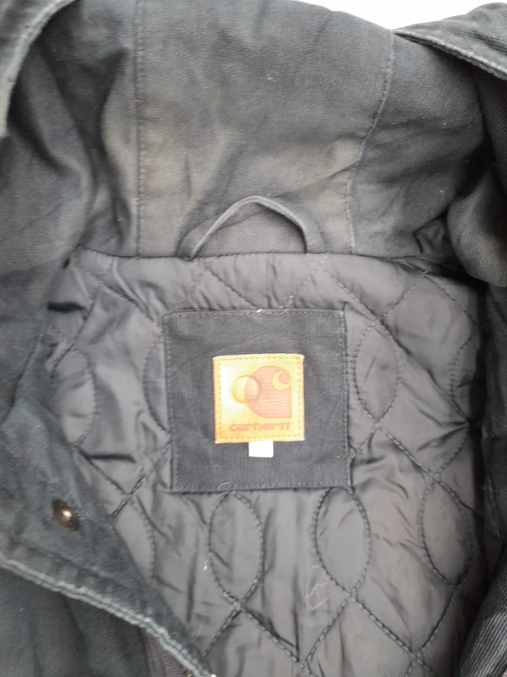 Carhartt Navy Cotton Parka Jacket Large Durable Hooded 19.5" image 7