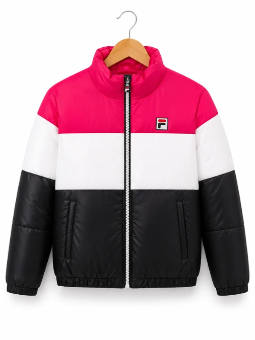 Fila Pink, White & Black Women's Puffer Jacket Large