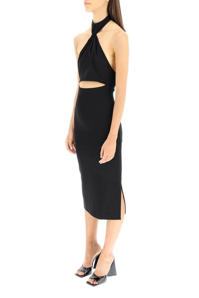 New GAUGE81 Black Abile Cut-Out Halter Midi Dress Size L image 3