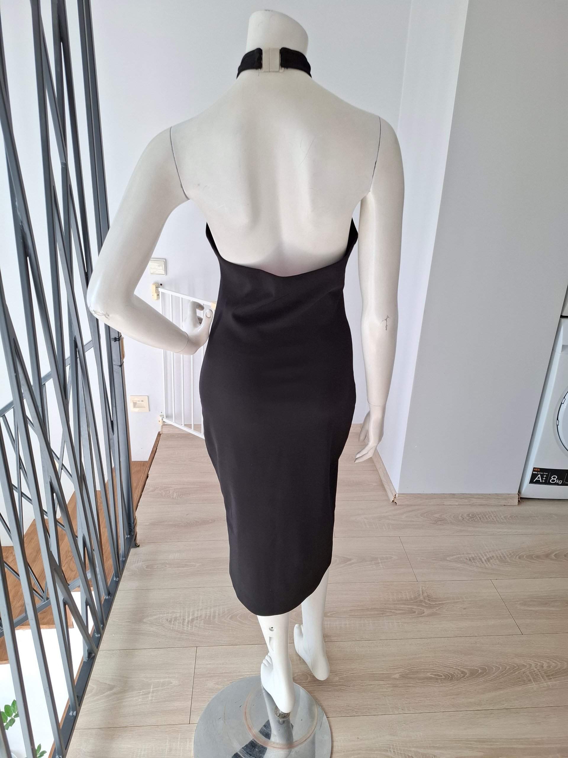New GAUGE81 Black Abile Cut-Out Halter Midi Dress Size L image 8