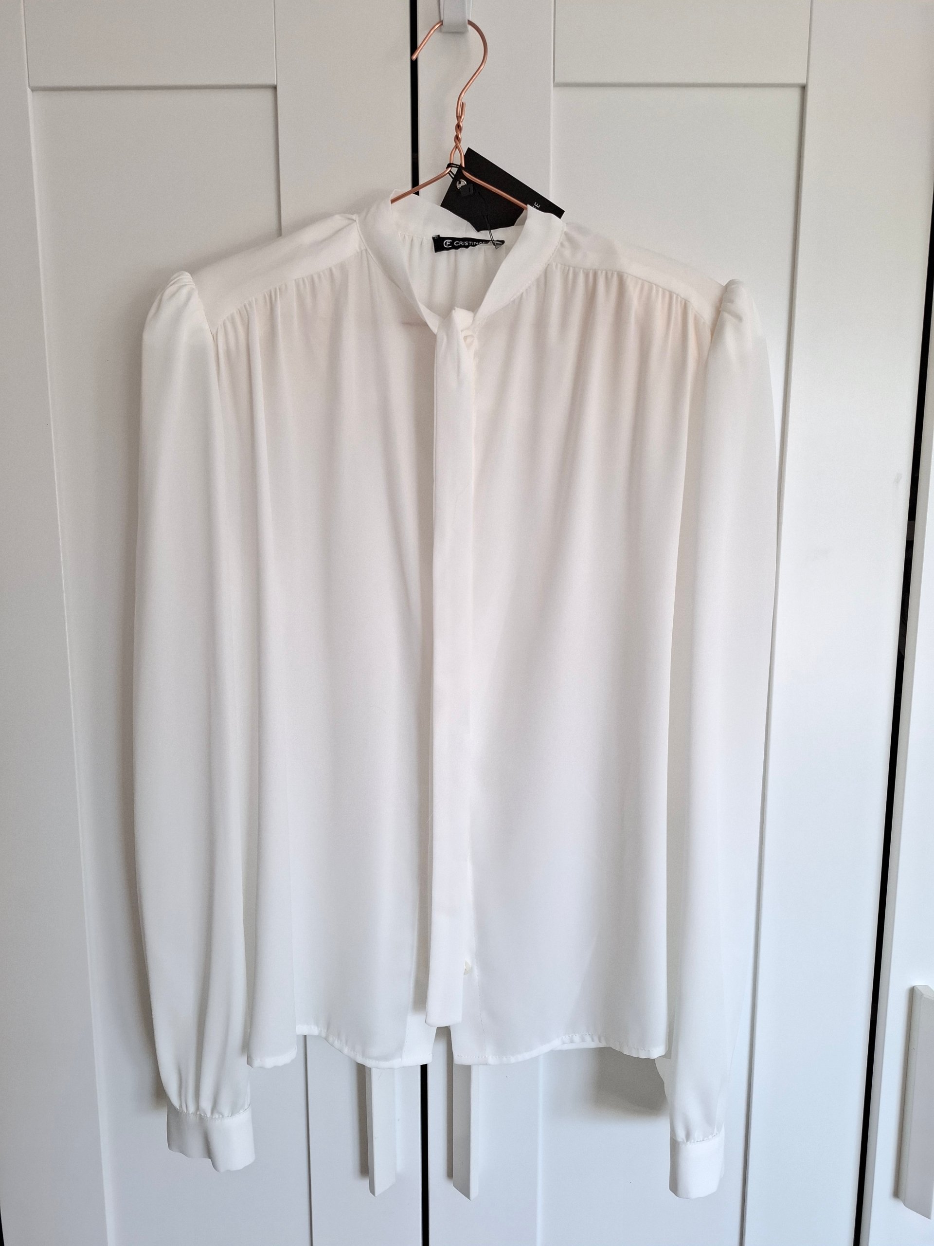 CRISTINAEFFE Women White Pussy Bow Silk Blouse Size 40 image 5