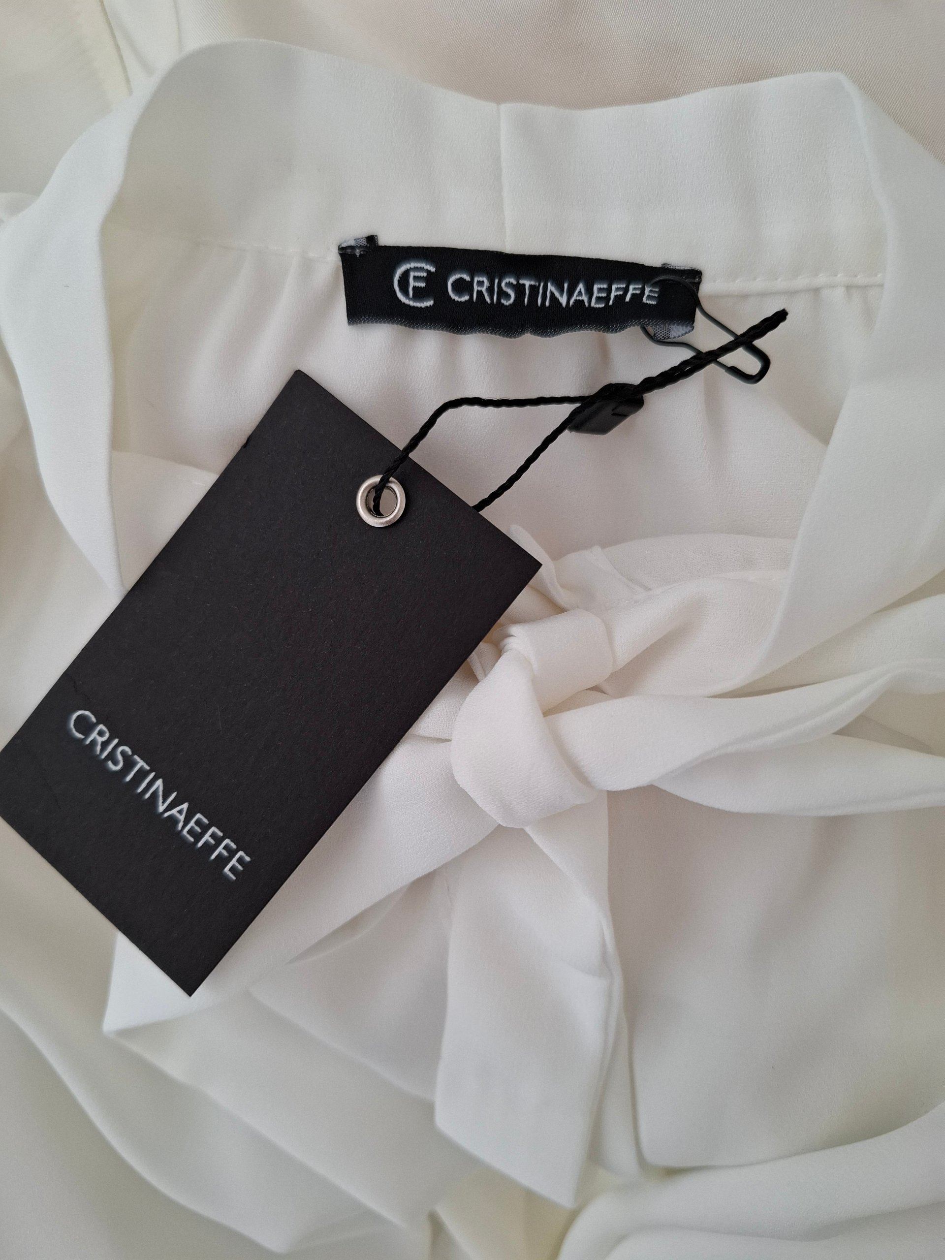 CRISTINAEFFE Women White Pussy Bow Silk Blouse Size 40 image 8