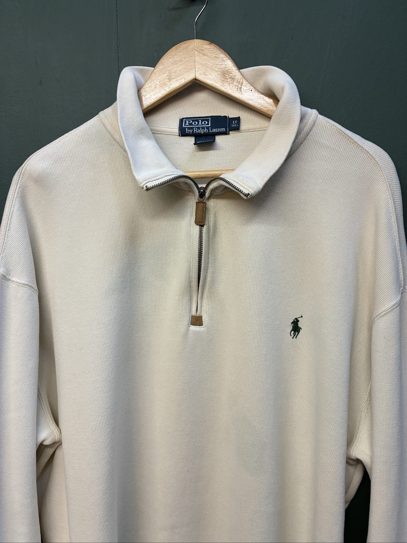 Vintage Polo Ralph Lauren long Cream Half Zip Long Sleeve Sweatshirt XL image 2