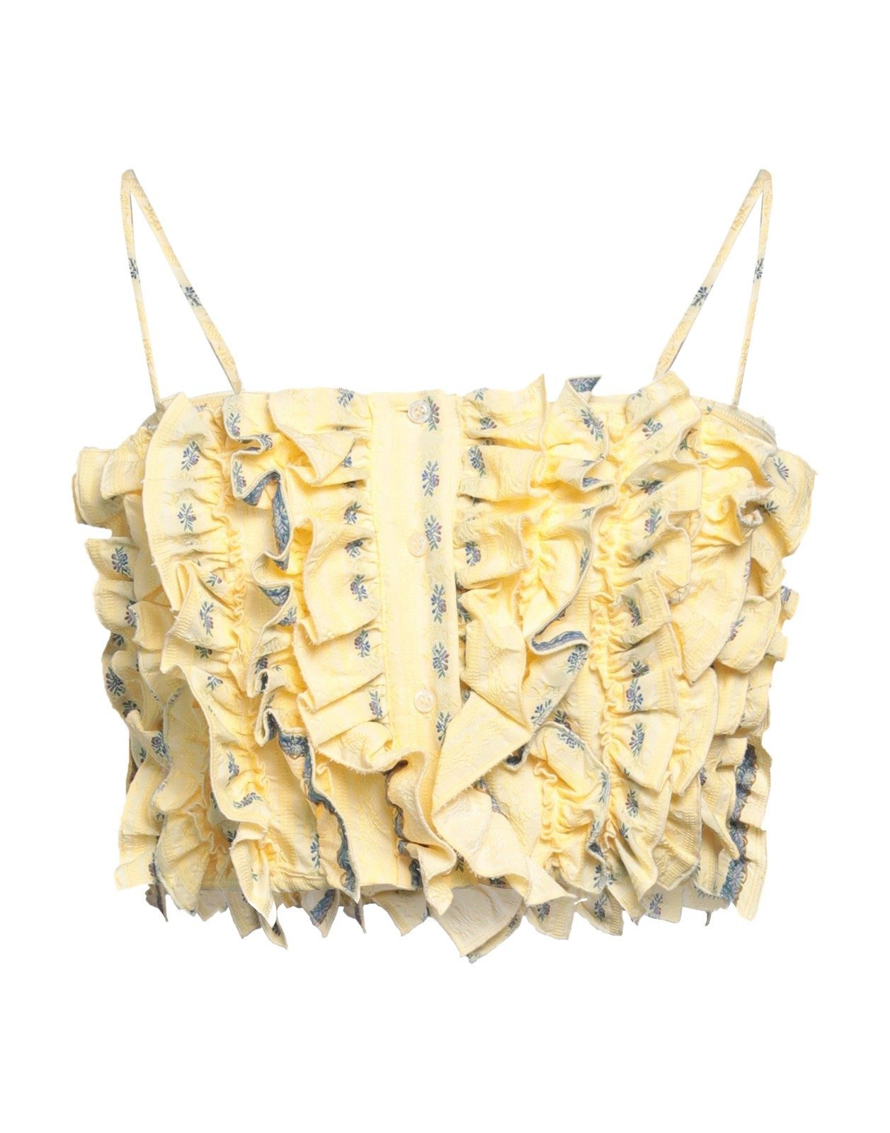 New MSGM Yellow Floral Ruffle Cami Top S