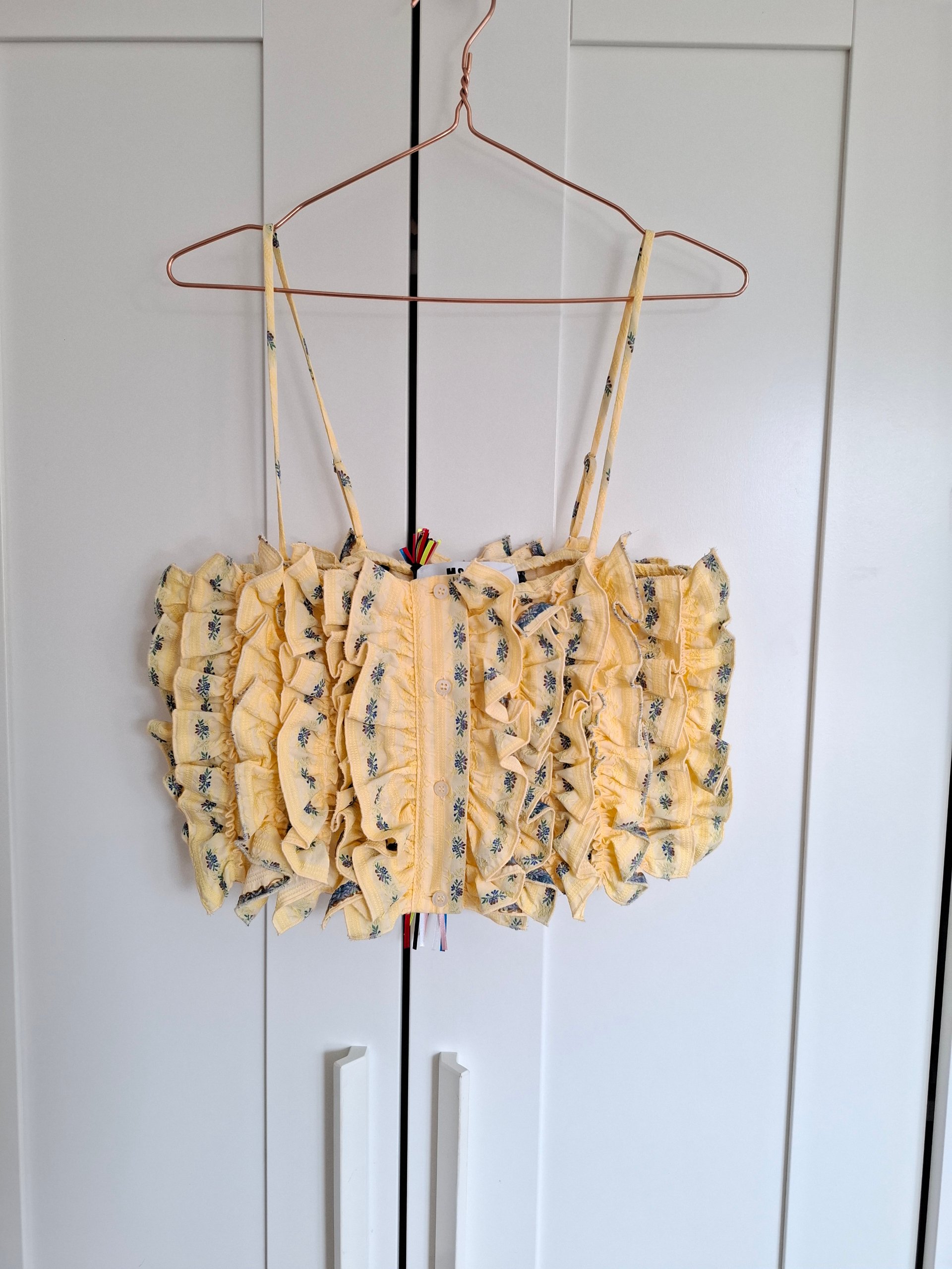 New MSGM Yellow Floral Ruffle Cami Top S image 5