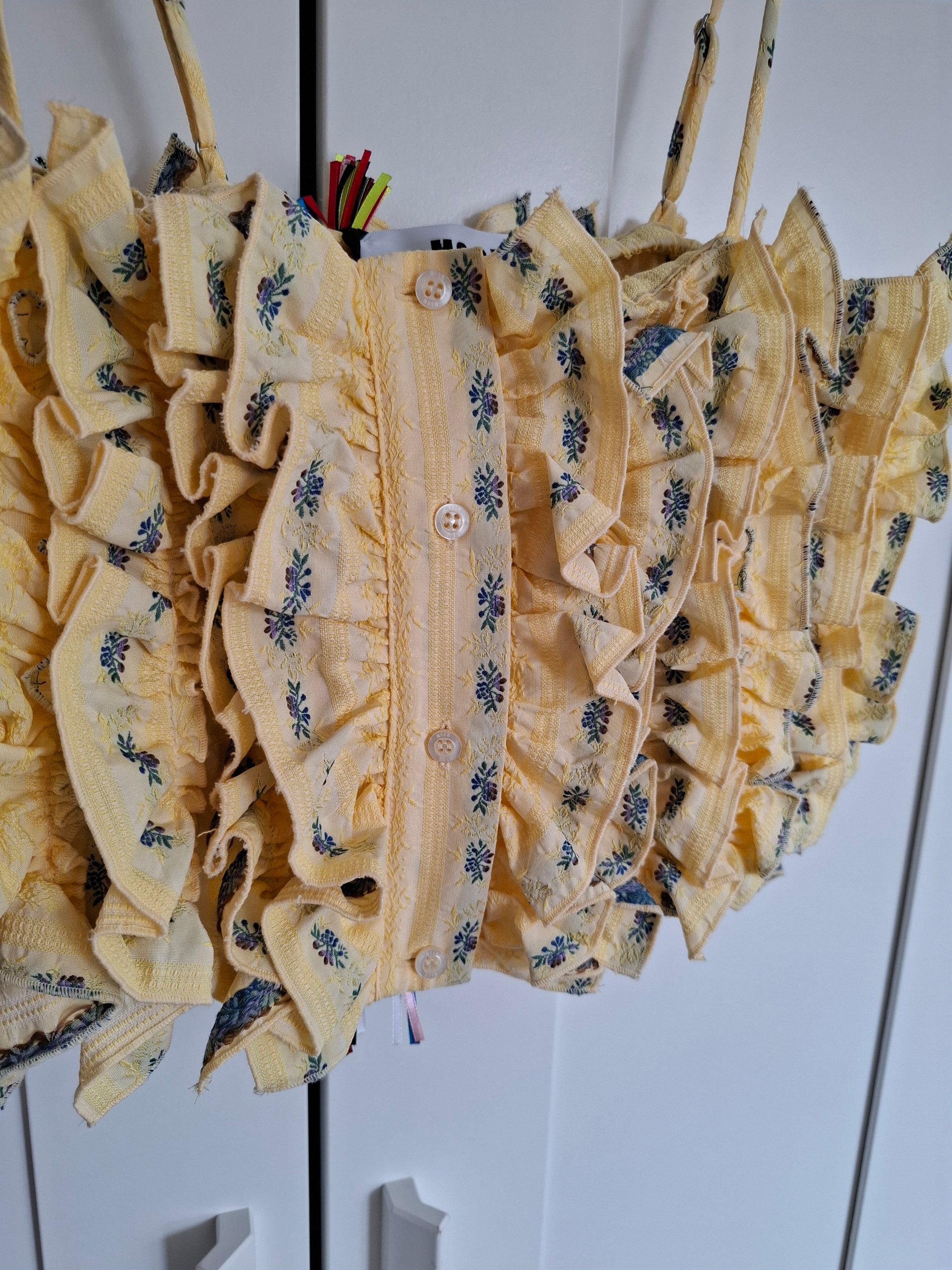 New MSGM Yellow Floral Ruffle Cami Top S image 7