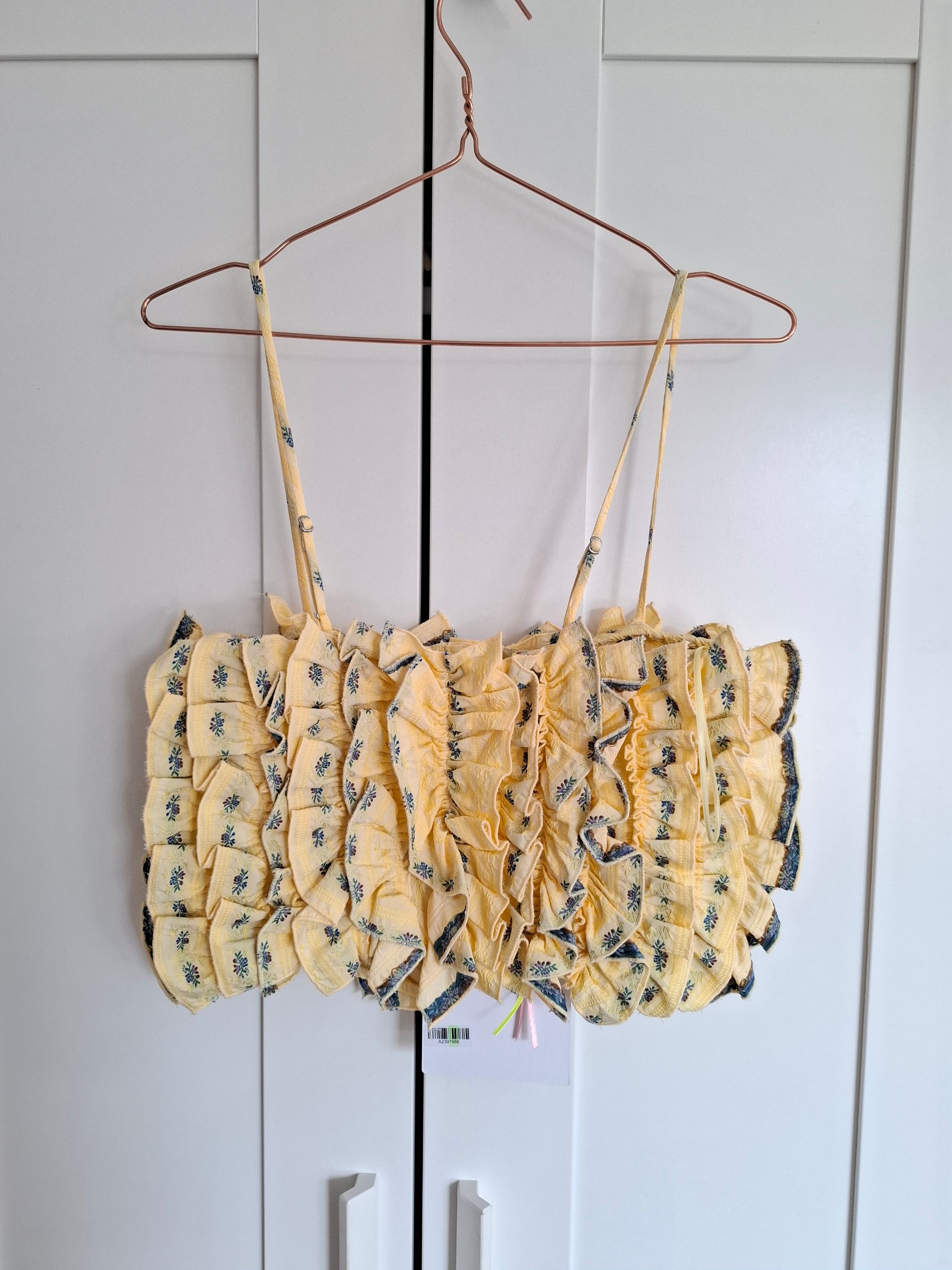 New MSGM Yellow Floral Ruffle Cami Top S image 4