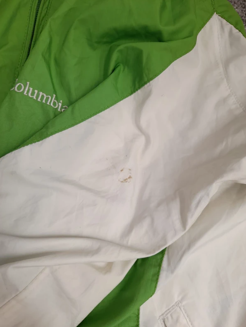 Columbia Green & White Hooded Windbreaker Jacket Medium image 2