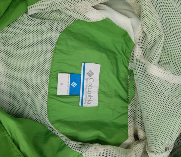 Columbia Green & White Hooded Windbreaker Jacket Medium image 3