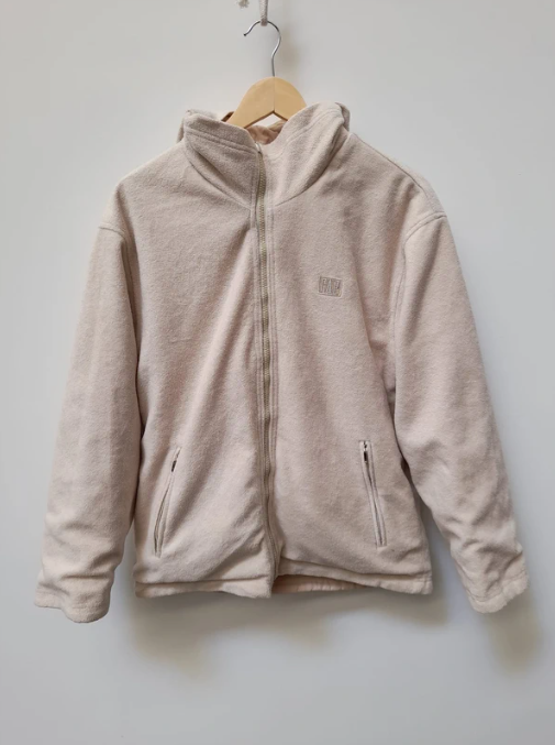 GAP Beige Zip-Up Fleece Jacket with Hood M image 3