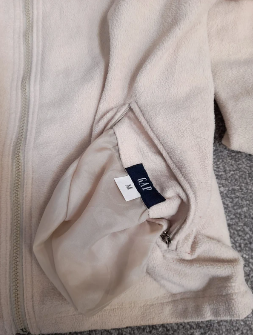 GAP Beige Zip-Up Fleece Jacket with Hood M image 7