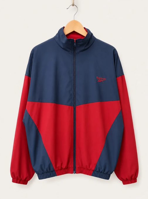 Reebok Navy & Red Men's Colourblock Windbreaker Jacket XXL