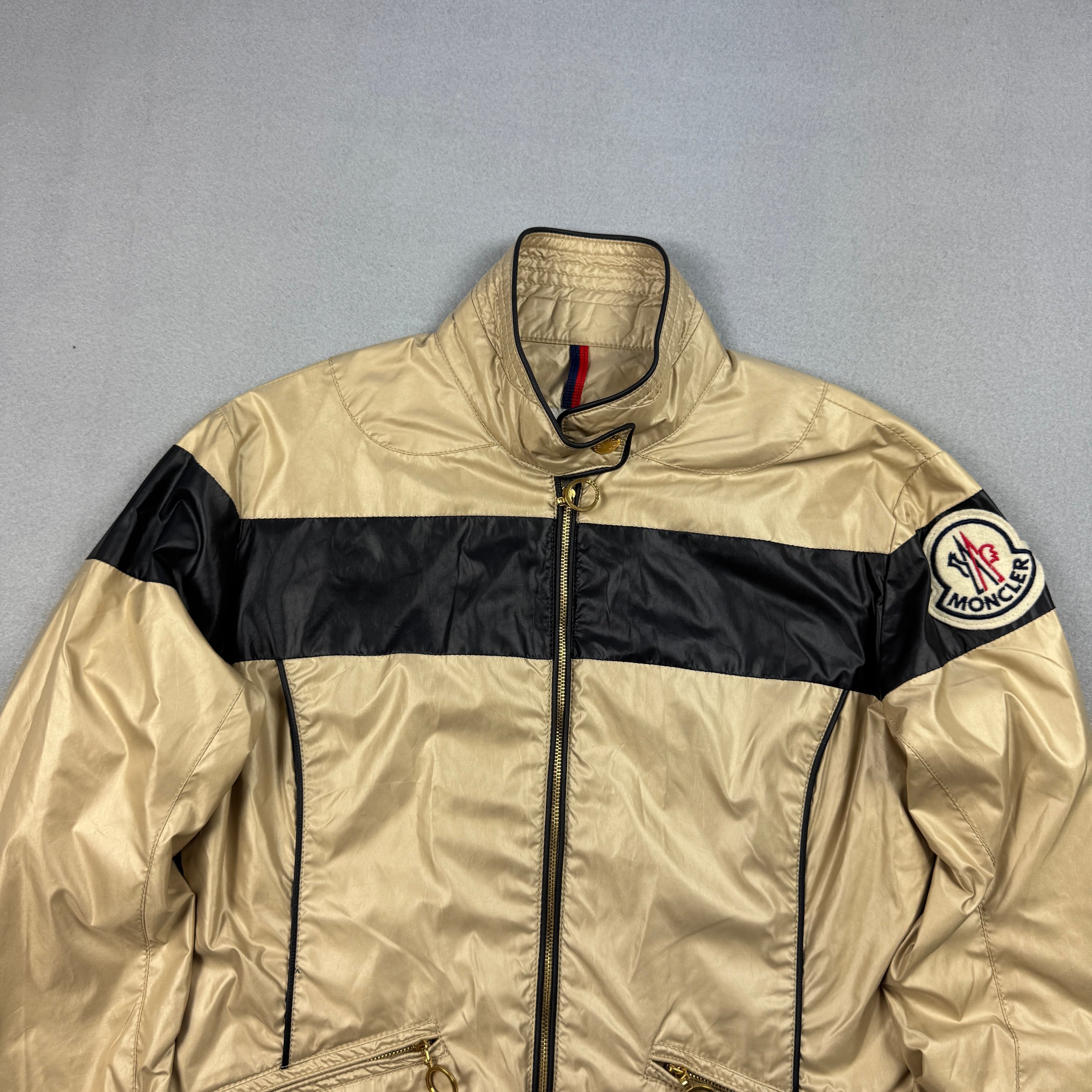 Moncler Beige & Black Women`s Big Logo Lightweight Jacket Size 1 / S image 3