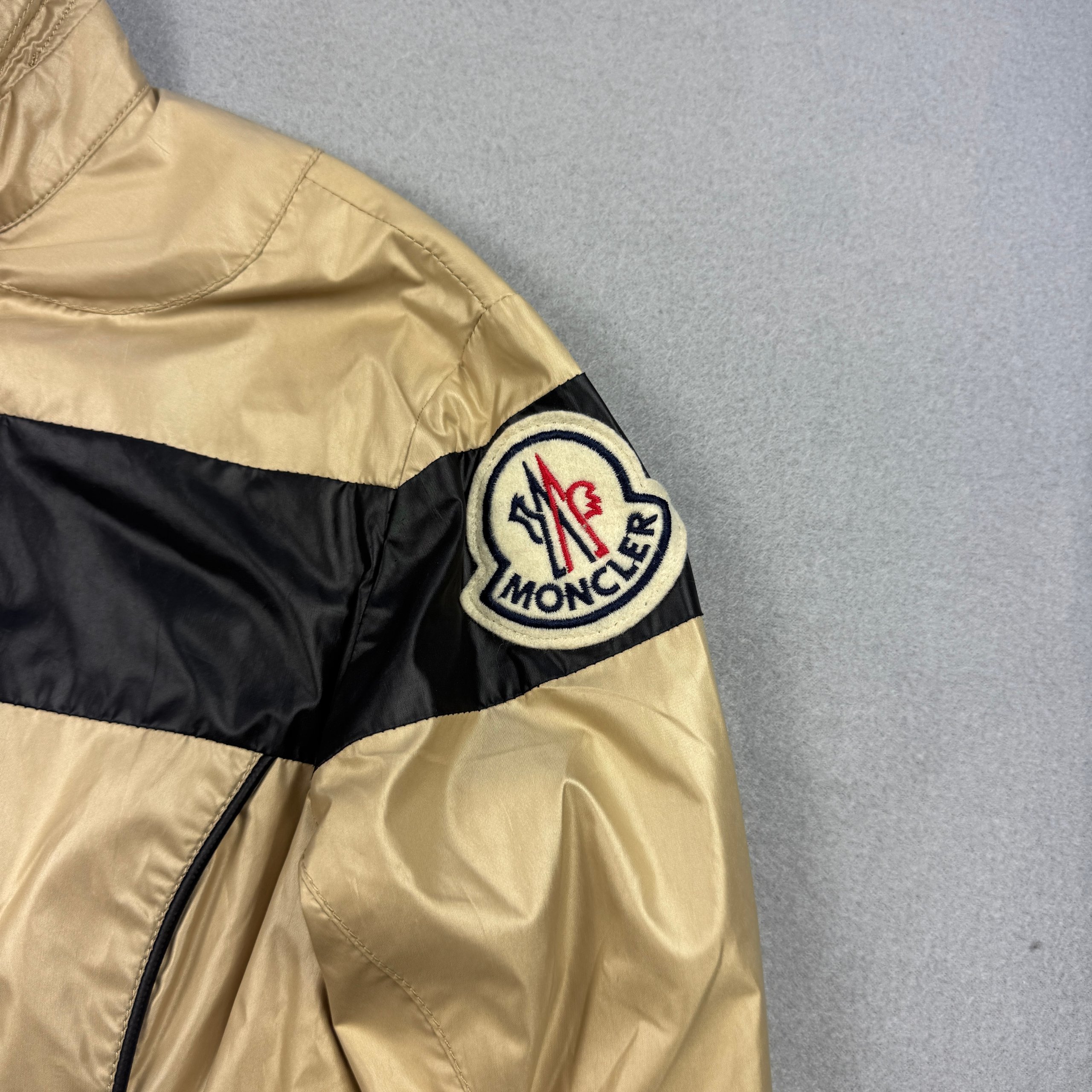 Moncler Beige & Black Women`s Big Logo Lightweight Jacket Size 1 / S image 5
