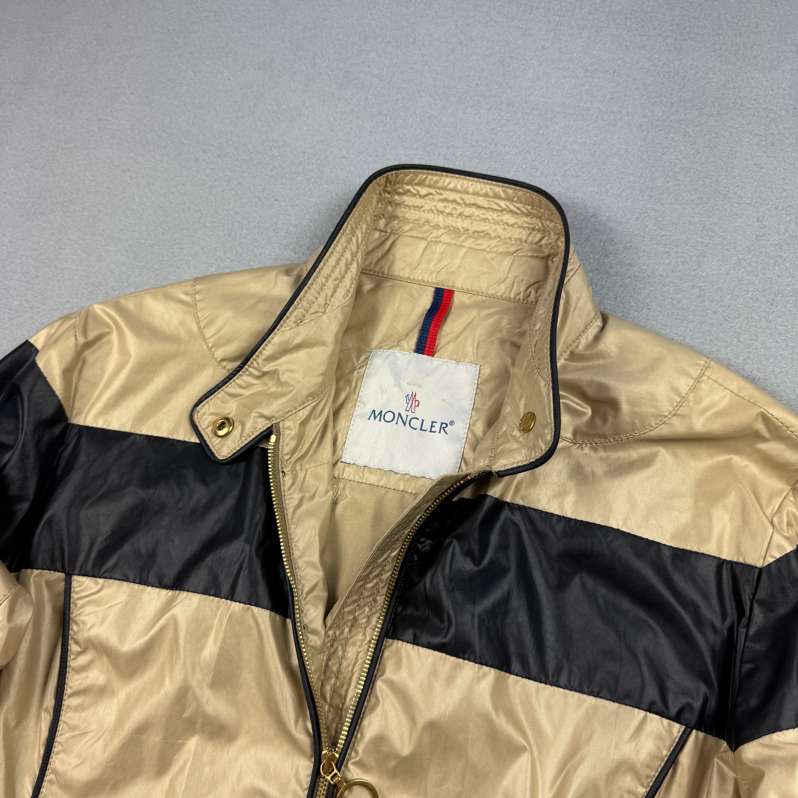 Moncler Beige & Black Women`s Big Logo Lightweight Jacket Size 1 / S image 6
