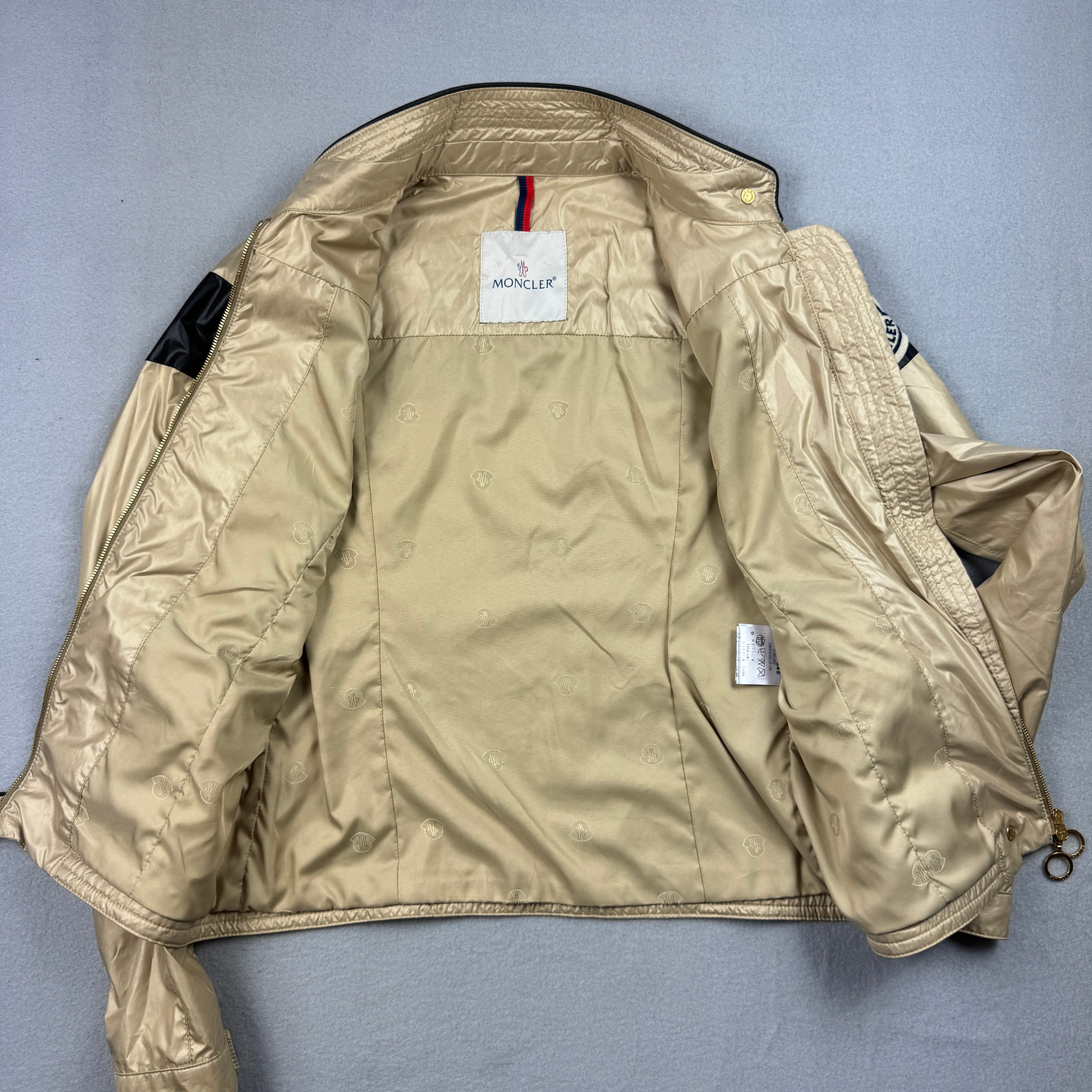 Moncler Beige & Black Women`s Big Logo Lightweight Jacket Size 1 / S image 8