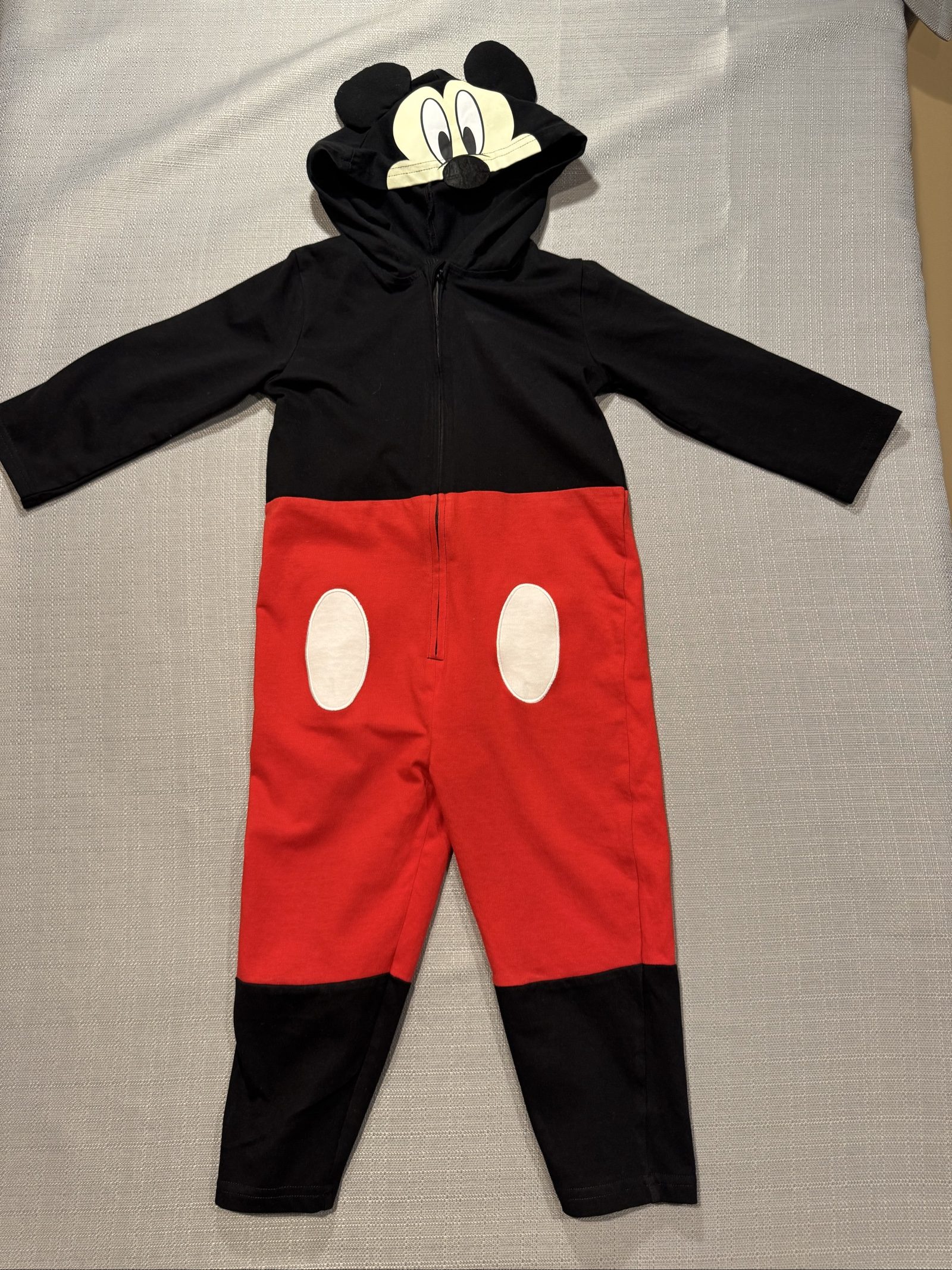 Kid’s Disney Mickey Mouse Toddler Hooded Costume Jumpsuit – Black Red – 3T