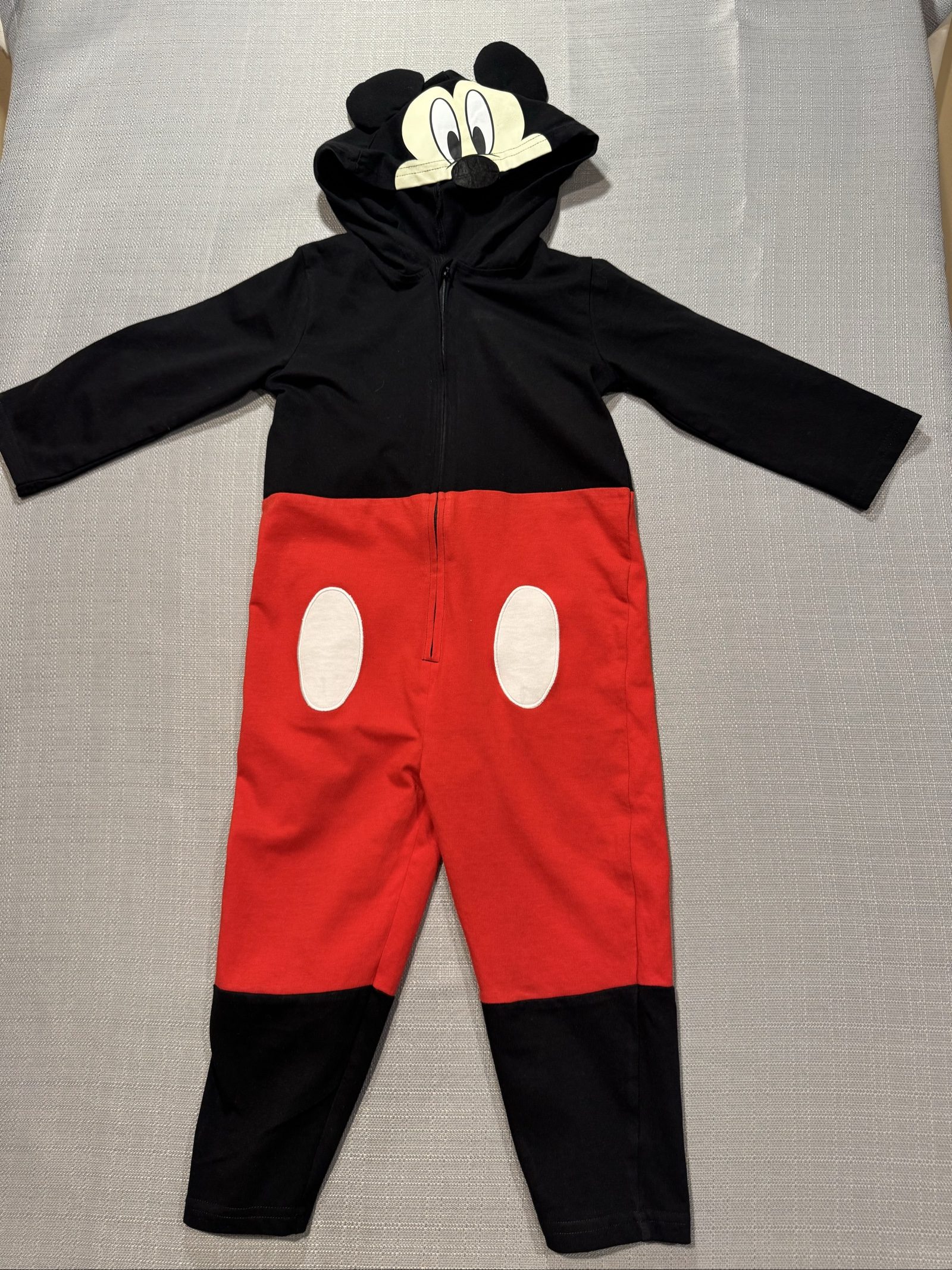 Kid’s Disney Mickey Mouse Toddler Hooded Costume Jumpsuit – Black Red – 3T image 2