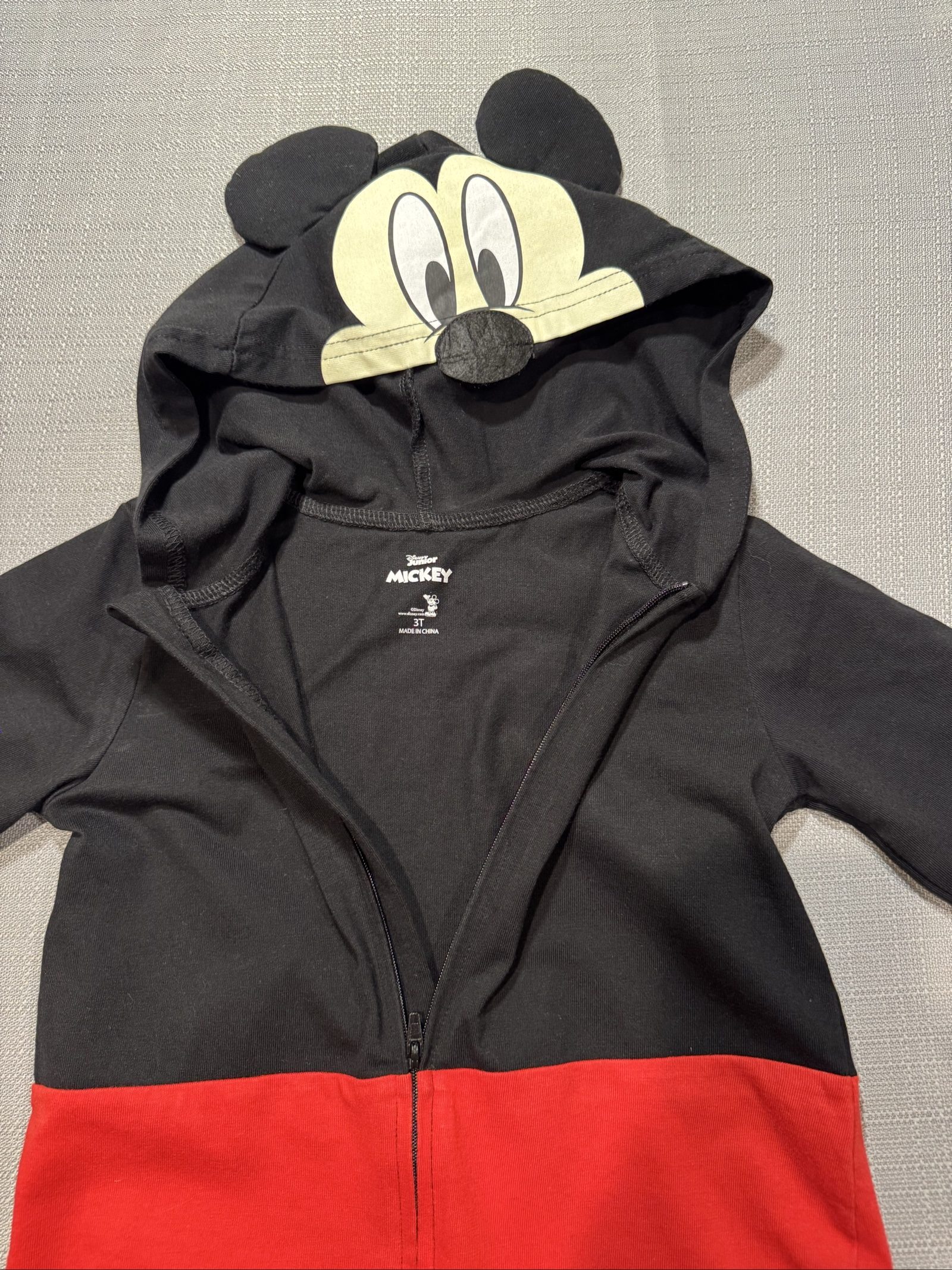 Kid’s Disney Mickey Mouse Toddler Hooded Costume Jumpsuit – Black Red – 3T image 5