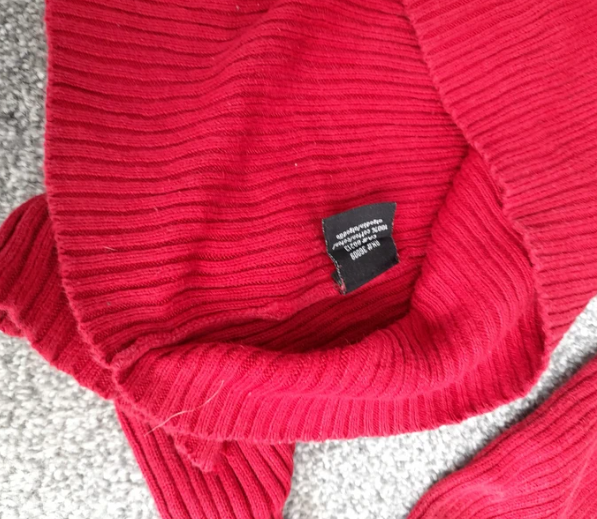 Calvin Klein Jeans Women's Red & White Ribbed Half-Zip Sweater Medium image 6