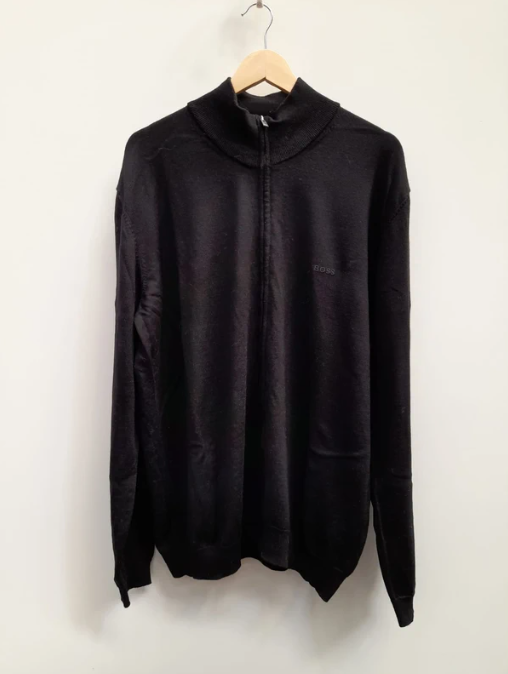 BOSS Black Men's Zip-Up Knit Jumper Wool Blend XXL image 5