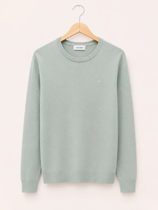 Calvin Klein Mint Green Cotton Silk Blend Sweater Medium