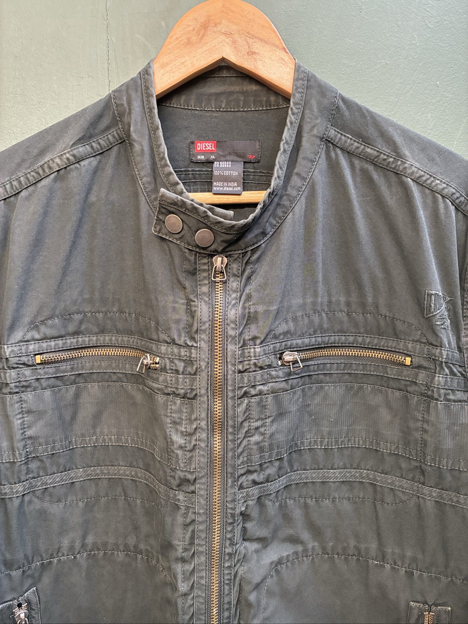 Y2K Diesel Men's black Cotton Bomber Jacket XL Zip Pockets cropped Harrington image 2