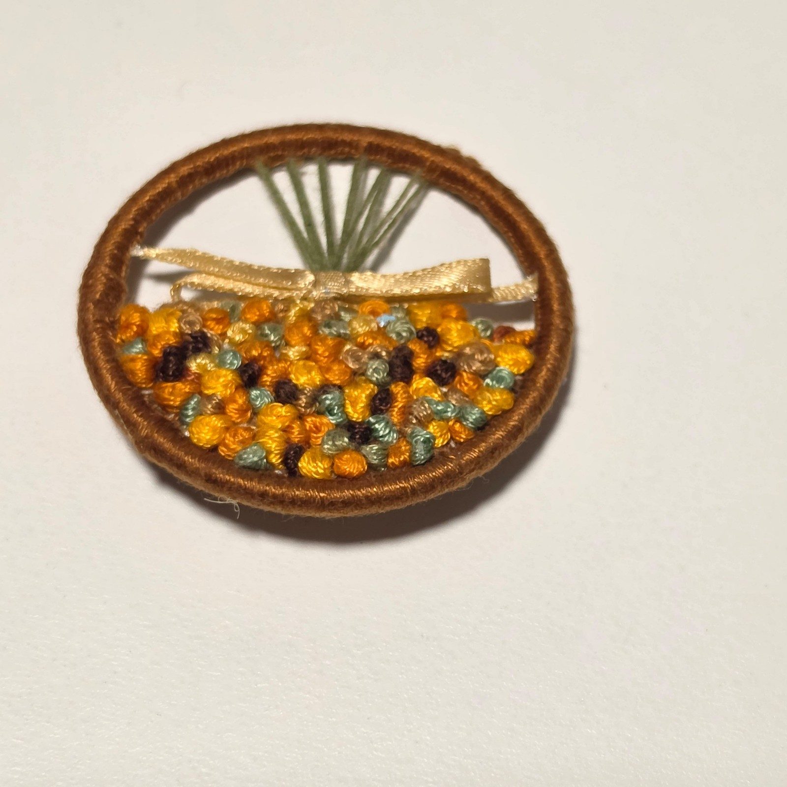 Handmade Multi-Colour Embroidered Floral Brooch .b8