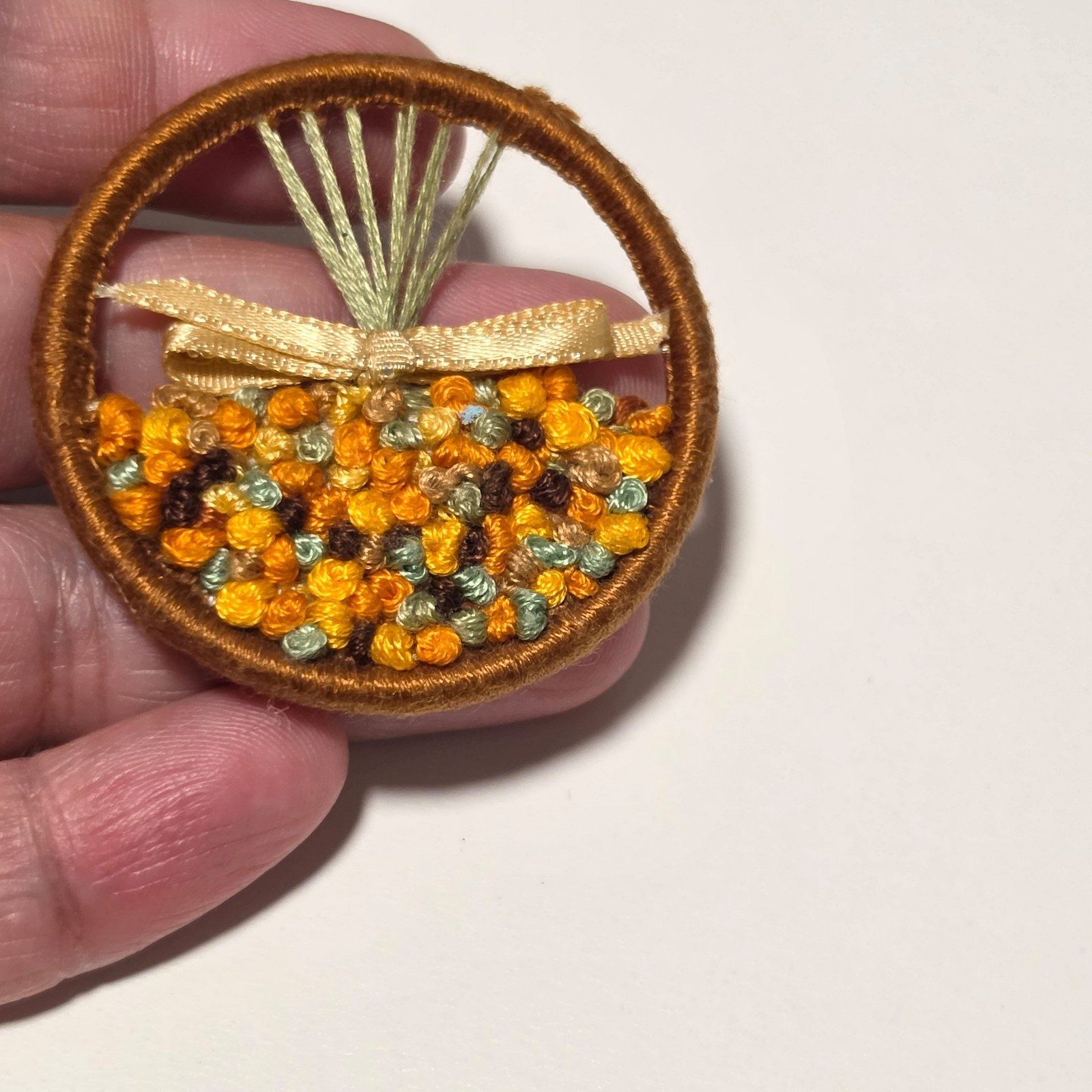 Handmade Multi-Colour Embroidered Floral Brooch .b8 image 2