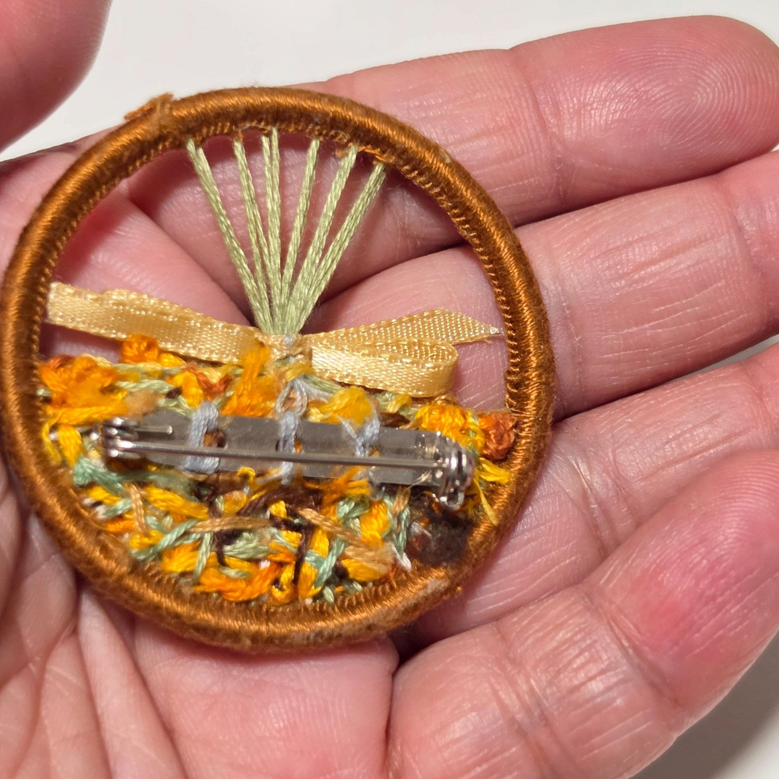 Handmade Multi-Colour Embroidered Floral Brooch .b8 image 3