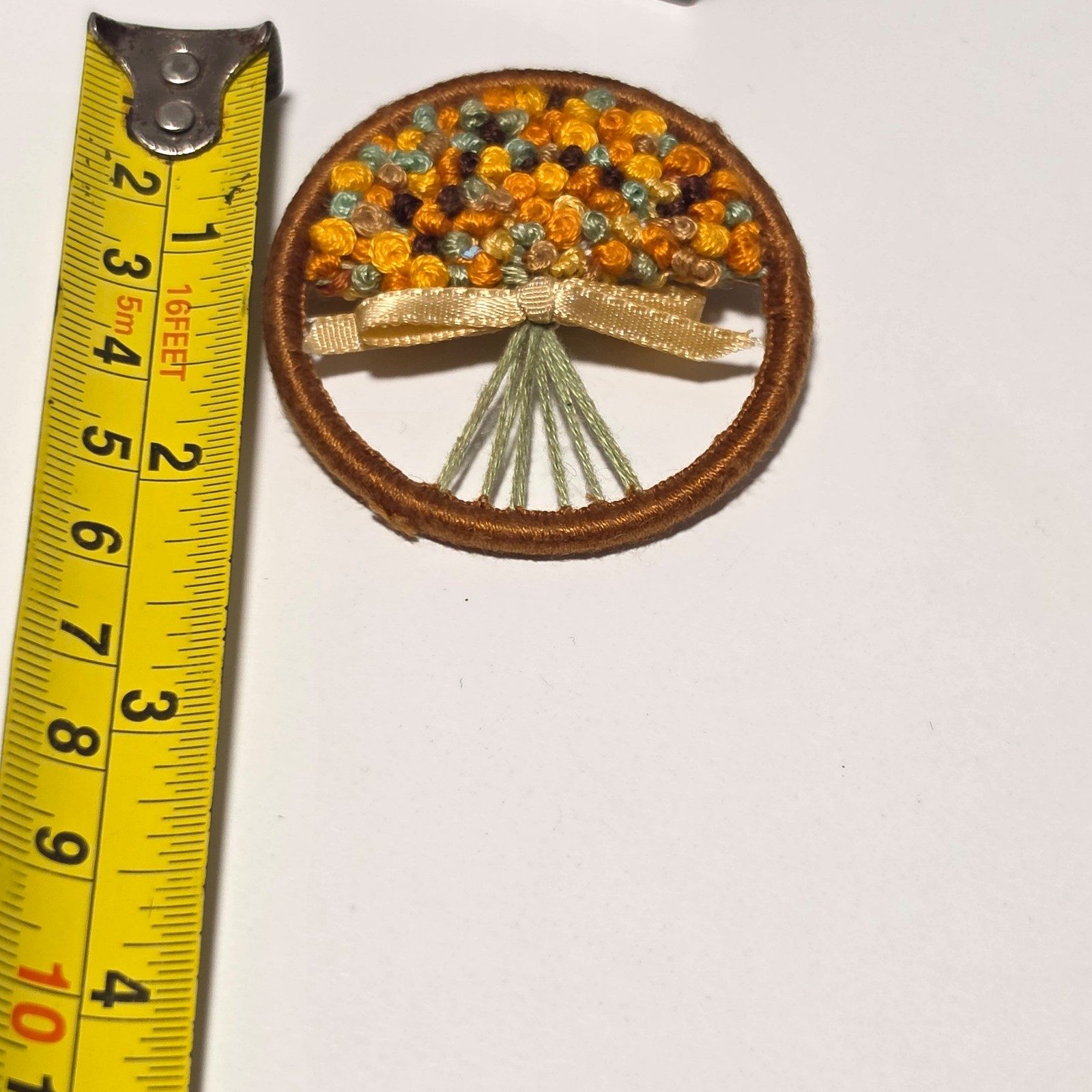 Handmade Multi-Colour Embroidered Floral Brooch .b8 image 4
