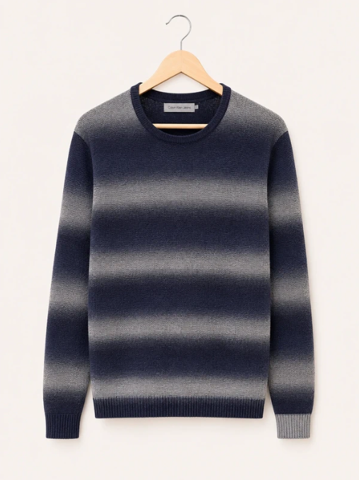 Calvin Klein Jeans Men's Navy & Grey Gradient Sweater Large