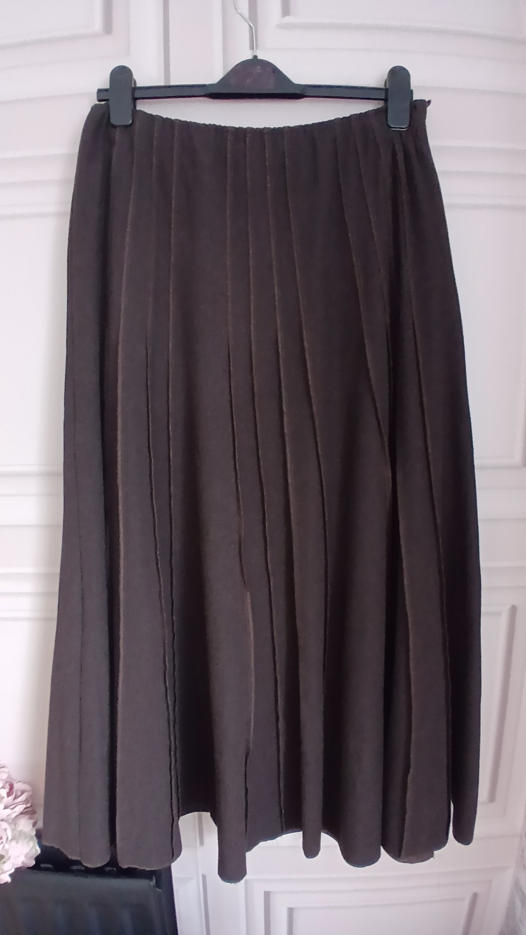 Per Una Brown Pleated Midi Skirt Lined 16L