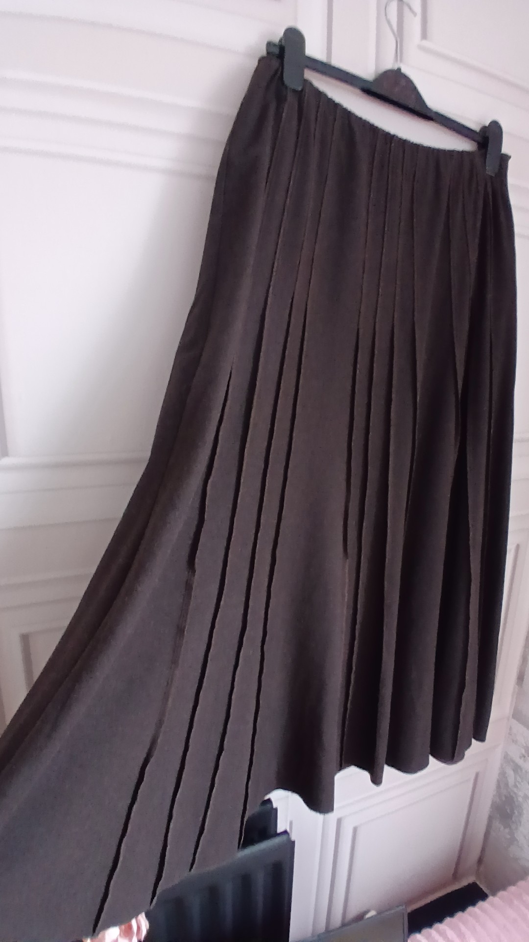 Per Una Brown Pleated Midi Skirt Lined 16L image 2