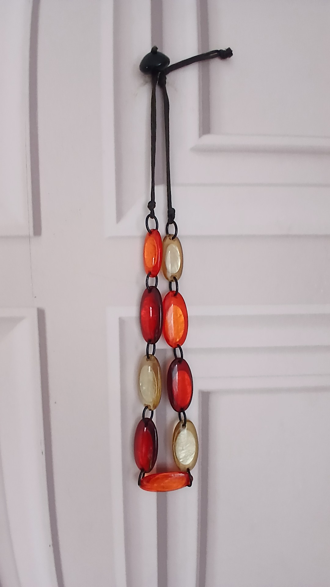 Red/ Brown Beige Resin Necklace Adjustable Length