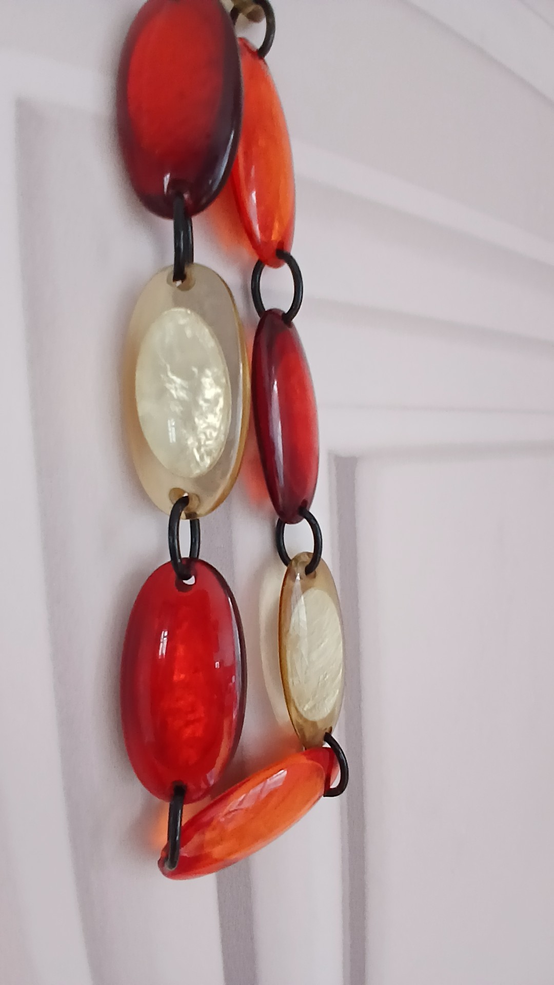 Red/ Brown Beige Resin Necklace Adjustable Length image 2