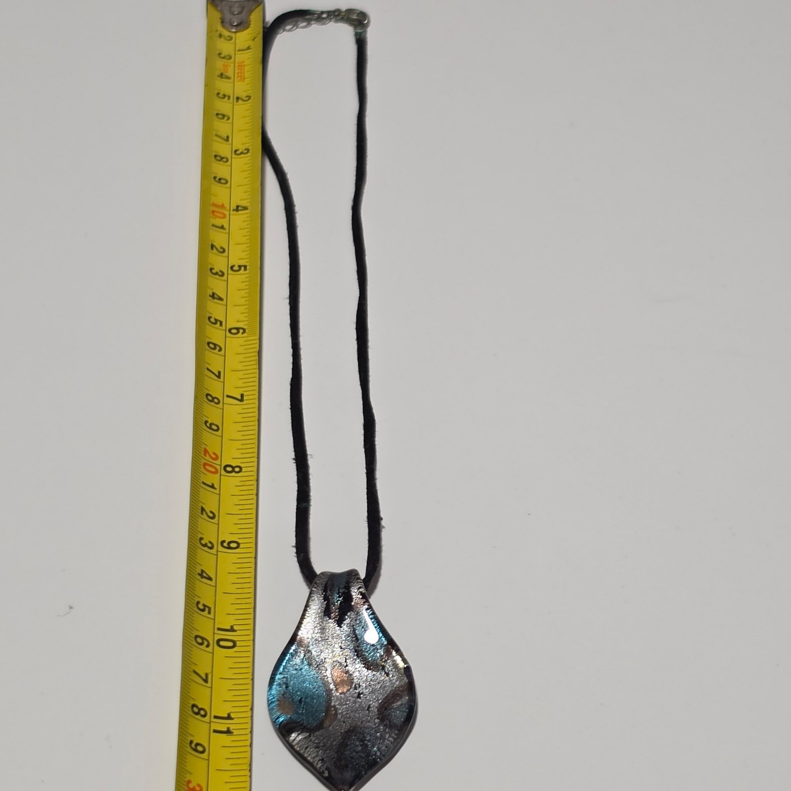 Handmade Blue & Silver Glass Pendant Necklace.b8 image 4