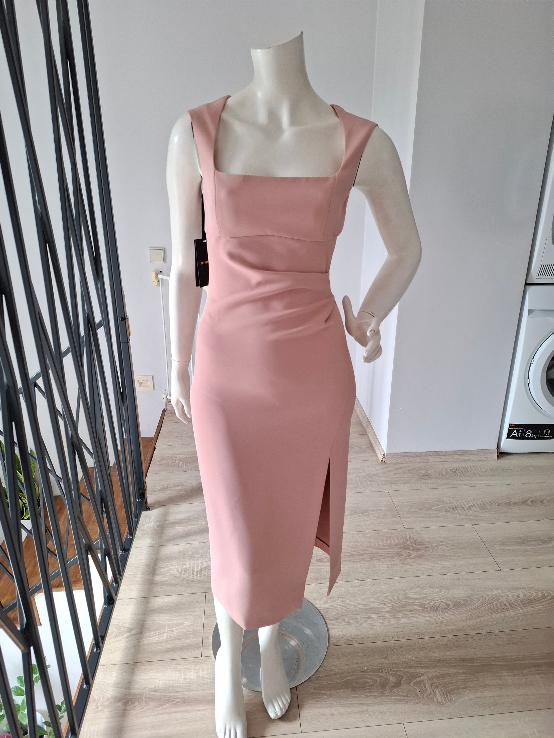 New PINKO Pink Square Neck Midi Dress Size XS image 4