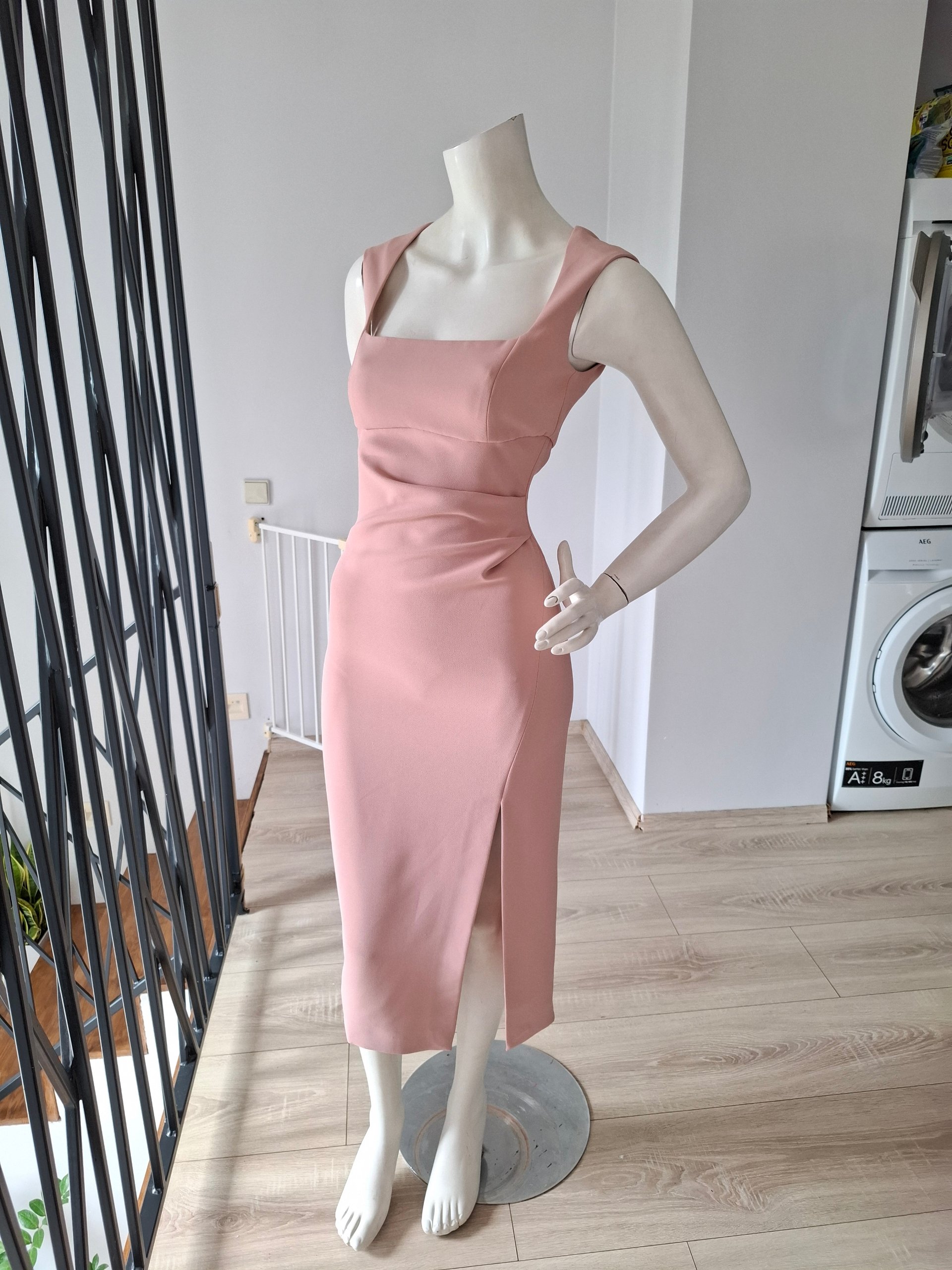 New PINKO Pink Square Neck Midi Dress Size XS image 5