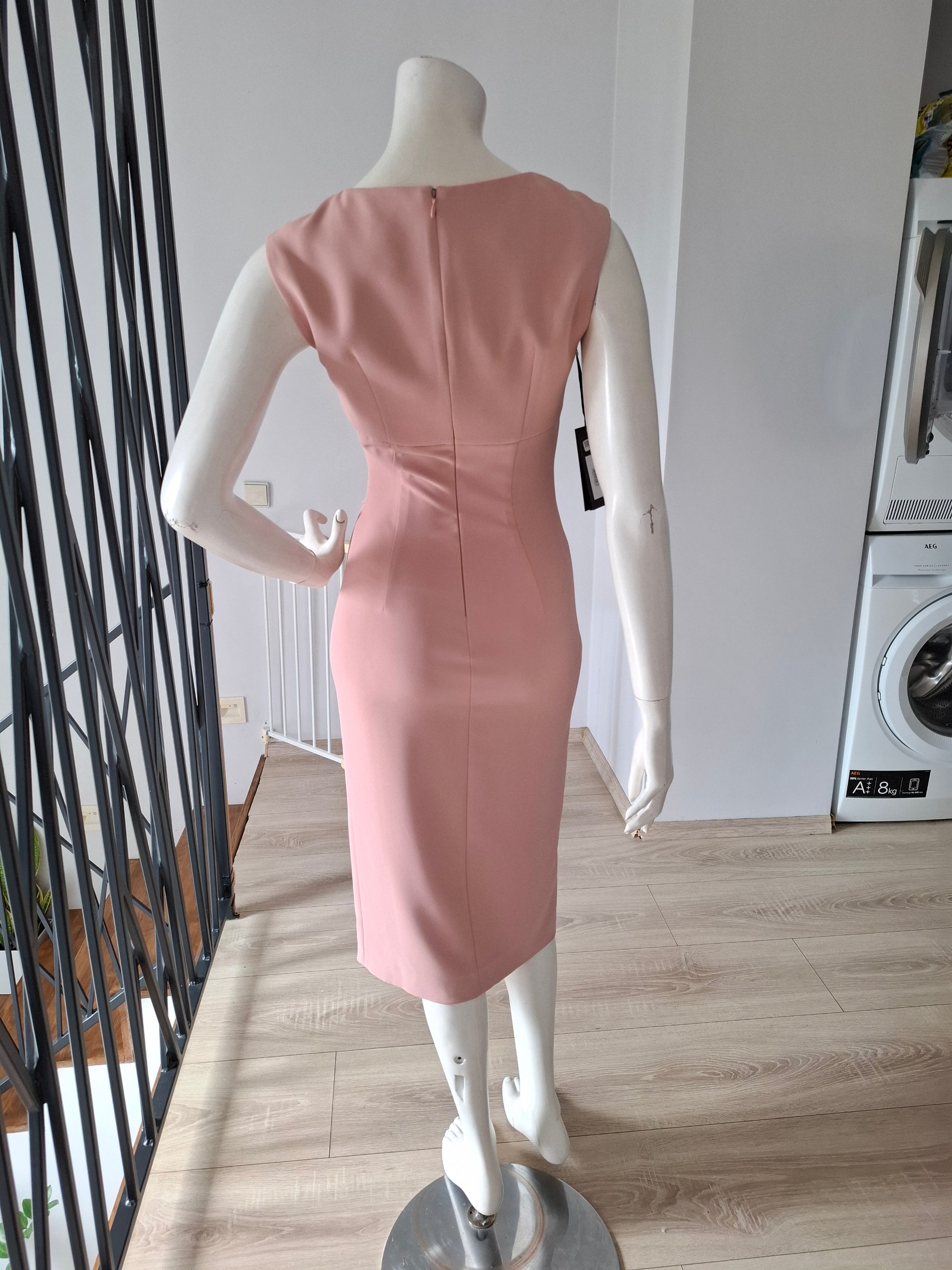 New PINKO Pink Square Neck Midi Dress Size XS image 6