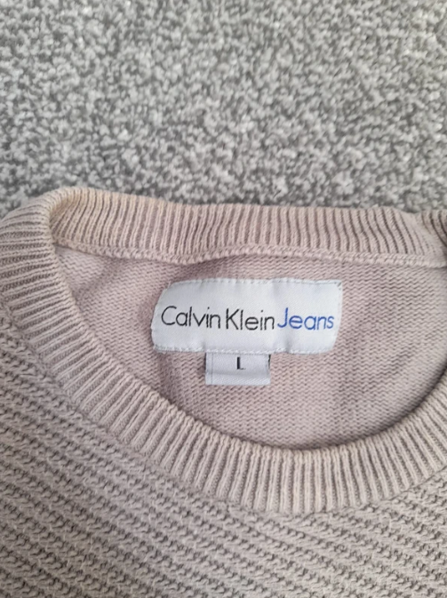 Calvin Klein Jeans Men's Beige Textured Cotton Sweater L image 4